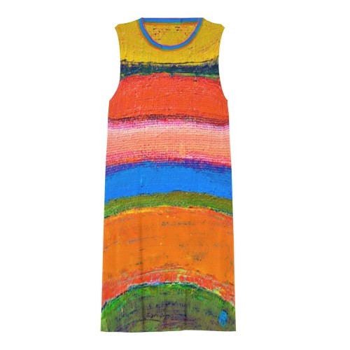 In the Field of Life Sleeveless Round-Neck Knee-Length Dress with Side Pockets