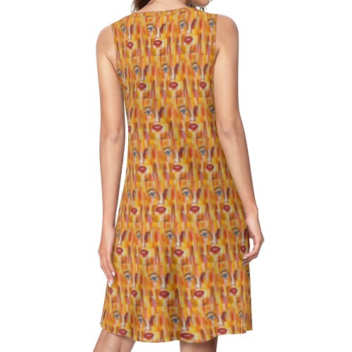 Marilyn Sleeveless Round-Neck Knee-Length Dress