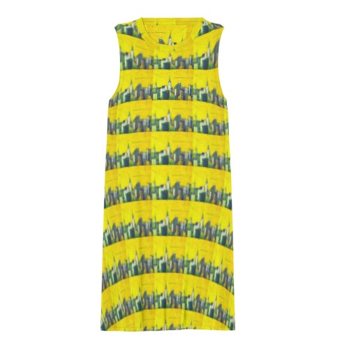Yellow City Sleeveless Round-Neck Knee-Length Dress