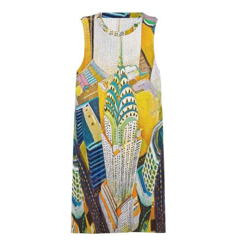 Chrysler OF Manhattan Sleeveless Round-Neck Knee-Length Dress with Side Pockets