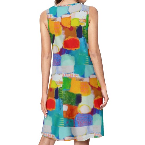 Peace & Joy Sleeveless Round-Neck Knee-Length Dress with Side Pockets II