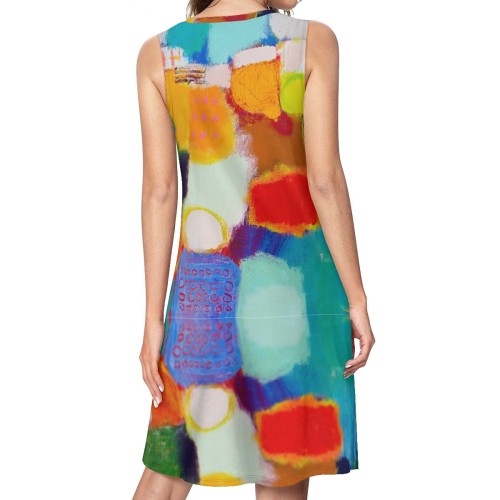 Peace & Joy Sleeveless Round-Neck Knee-Length Dress with Side Pockets III